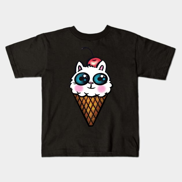 Kitty Cone Kids T-Shirt by The Neon Seahorse